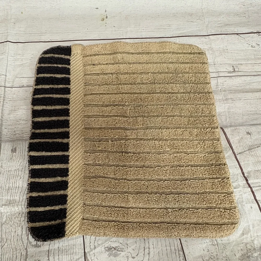 Vintage Ralph Lauren Hand Towel Wash Cloth Brown Black Stripe 100% Cotton